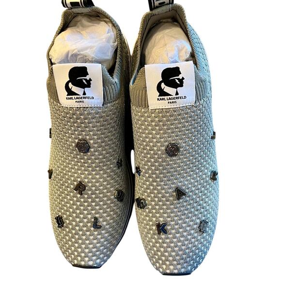 KARL LAGERFELD PARIS Women's Marje Graphic Pin Mesh Sneakers - 7.5 - NW - Picture 3 of 8